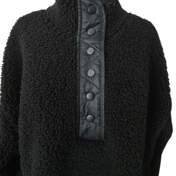 Athleta Cozy Sherpa Snap Sweatshirt Size XL  Black - Picture 7 of 15